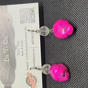 Faux Rock Earrings Hot Pink